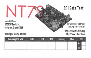 NT7S CC1 Beta Test QSL